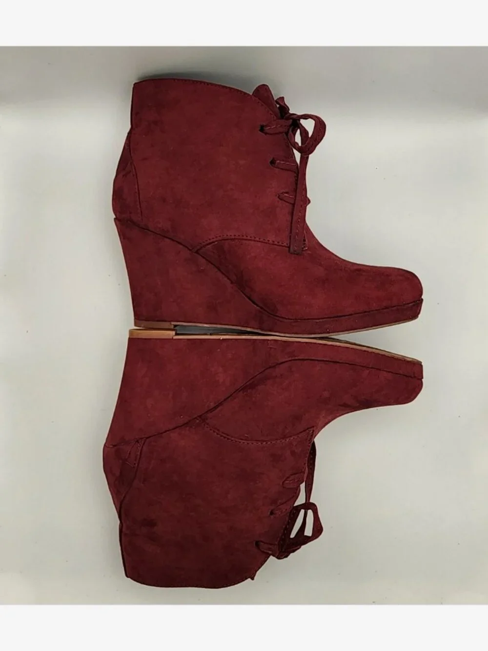 Y2K Maroon Velvet Wedge Booties | Women's 6